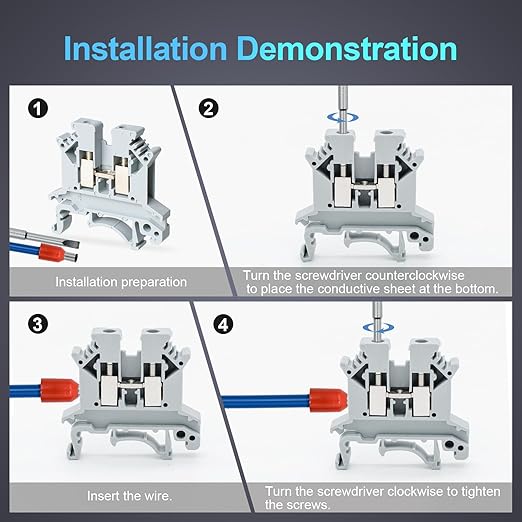 Terminal Block Kit, Rail Combined Terminal Block, Rail Type Voltage Terminal Accessories (Red & Yellow & Blue & Black & Green & Grey)