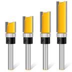 Straight Router Bits Feanron Router Guide Tool ,4 Pcs 1/4 Shank Wood Cutter Woodworking Tools Top Bearing Flush Trim Router Bits Set for Woodworking,Home DIY and Lettering (Yellow)