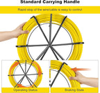 6MM x 656FT (200M) Fiberglass Fish Tape with Steel Reel Stand, Duct Rodder Cable Puller Tool for Electrical Wiring, Conduit, Wall Pipes