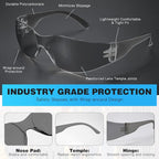 WFEANG Clear Safety Glasses 100 Pair Protective Eyewear for Men Women, ANSI Z87.1 Scratch & Impact Resistant Eye Protection for Work, Lab, Construction (Grey-100pack)