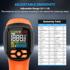 MESTEK Infrared Thermometer Temperature Gun, -40℉~3632℉, High Temp Thermometer with Thermocouple Probe, Non-Contact 50:1 Pyrometer Dual Laser Thermometer Gun for Engine, Kiln, Forging, Industrial