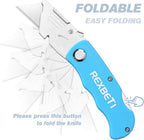 REXBETI 12 Pack Folding Utility Knife Set Quick Change Blade box cutter, Back-lock Mechanism with 20 Extra Blades, SK5 Standard Replaceable Razor Blad