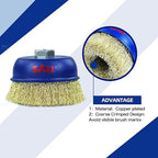 SALI 6 Pack Wire Cup Brush, 4 Inch Coarse Crimped Cup Brush for Grinders, with 5/8 Inch Arbor for Heavy Cleaning Rust, Stripping and Abrasive, for Angle Grinder