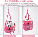 Mesh Shower Caddy Portable for College Dorm Room Essentials, Shower Tote Bag with Hanging Hook and Drawstring, Quick Dry Toiletry Bag with 6 Pockets for Bathroom, Swimming, Gym, Camping, Beach, Travel