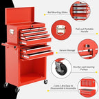 On Shine Rolling Tool Chest - 8 Drawer Large Capacity Metal Tool Box with Wheels, Locking Mechanisms; ideal for Garage, Workshop (Red)