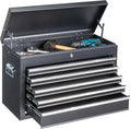 Winado 24" Portable Tool Box, 5 Drawers & Top Storage Tray Tool Box with Drawers, Lockable Metal Tool Chest Cabinet for Garage, Warehouse, Repair Shop & Home