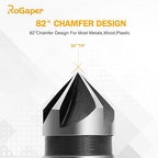 5 Pcs Countersink Drill Bit Set, 82 Degree 5 Flute High-Speed Steel Countersink Drill Bit with 1/4” Hex Shank, 1/4" to 3/4" Size for Machinable Metals, Wood, Carbon Steel, in Aluminum Case