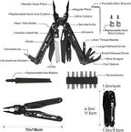 BIBURY Multitool Pliers Pro BI2045AB, Stainless Steel Foldable Multi Tool with Upgraded Scissors and Screwdriver, Multitools with Replaceable Wire Cutters and Saw, Ideal for Camping,Fishing,Survival