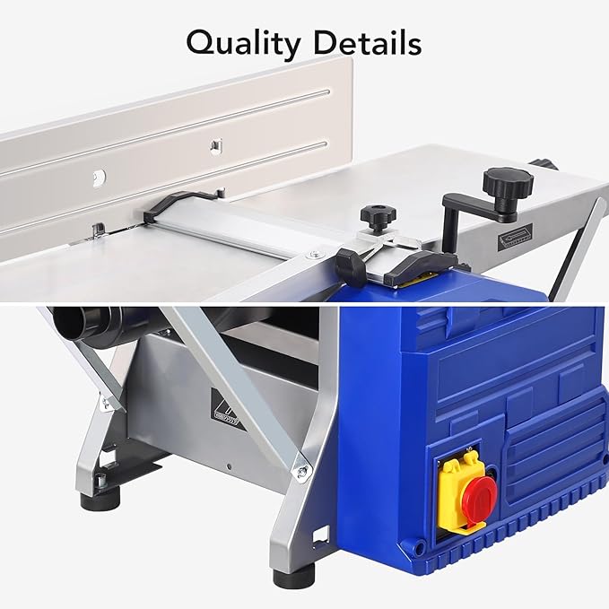 Power Benchtop Planer, TROPOW 1250W Powerful Benchtop Planer, 7.8Inch Width Worktable, Low Dust Work, Worktable Thickness Planer Low Noise Ideal for Hard and Soft Wood Planing