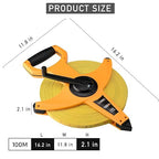 LAND 330FT/100M Heavy Duty Fiberglass Tape Measure - 1/2-Inch Wide, Dual Inch/Metric Scale, Durable Open Reel Measuring Tape for Surveying, Engineering, Runway Construction