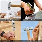 Mini Wooden Handle Round Head Hand Hammer,3 PCS Reinforced Ball Hammers,Round Head Wooden Handle,Escape Tool Hand Hammer for Prying Nails,Woodworking,Repairing,DIY