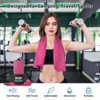 BOGI Microfiber Travel Sports Towel-Quick Dry Towel, Soft Lightweight Microfiber Camping Towel Absorbent Compact Travel Towel for Camping Gym Yoga Swimming Backpacking (XL:72''x32''+16''x16''-Hpink)