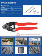 AMZCNC Hydraulic Hand Crimper Tool for Stainless Steel Cable Railing Fittings for 1/16" 1/8" 3/16" Cable –Wire Swaging Tool 8 Ton and Stainless Steel Cable Cutter,1/8” Wire Rope Crimping Tool