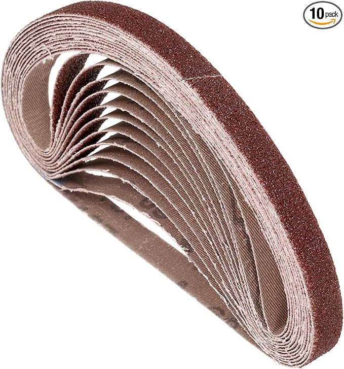10 Pcs Sanding Belts 3/8 x 13 Inch 60 Grit Aluminum Oxide Abrasive Sandpaper for Belt Sander Metal Grinding Wood Working Weld Rust Removal