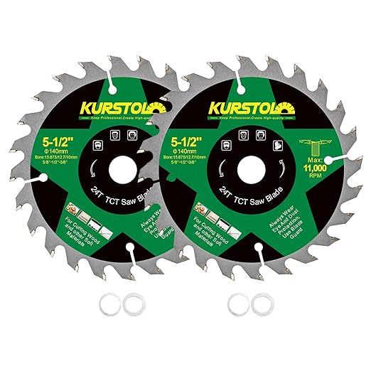 Circular Saw Blade 5-1/2 Inch - 24T ABT Wood Cutting Saw Blade with 5/8” Arbor for Wood, Plastic, Plywood, Particle Boards, Multilayer Boards(2 Pack)