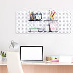 Nuanchu 8 Set Pegboard Wall Mount Display Organizer Kit - Plastic Pegboard Panels for Garage Kitchen Living Room Office No Drilling to Wall, No Drilling Required, 10 x 10 Inch(White)