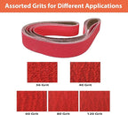 2 x 72 Ceramic Grinding Belts, 2x72 Inch Metal Sanding Belt, 36 40 60 80 120 Grits Knife Sharpening Sander Belts Assortment, 5 Pack