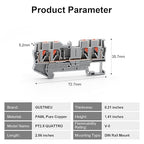 12Pcs PT2.5 Quattro Terminal Blocks, 4 Conductors DIN Rail Mounted Terminal Block, Wire Spring Connection Push in Conductors Wire Connector, CE