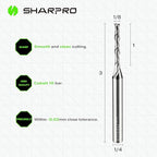 Extra Long Spiral Upcut Router Bit 1/4 Inch Shank 1/8 Inch Cutting Dia. 1'' CL. 3'' OVL. Carbide Upcut CNC Router Bit, Ideal for Wood Engraving and Plunging Applications