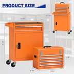 5 Drawer Tools Chest, Tool Cabinet with Universal Lockable Wheels，Tool Box with Detachable Top Box for Workshop(Orange)