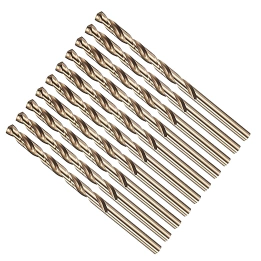 Drill Bit, #9 Cutting Diameter, 4341 HSS Gold Finish 135° Cutting Angle Number Jobber Bits - (Applications: for Drilling Soft Metal Plastic Wood), 10-Pieces