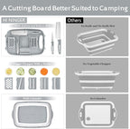 HI NINGER Collapsible Cutting Board with Colander, 9-In-1 Multi Chopping Board Kitchen Vegetable Washing Basket for Camping Gifts Camping Accessories for RV Campers