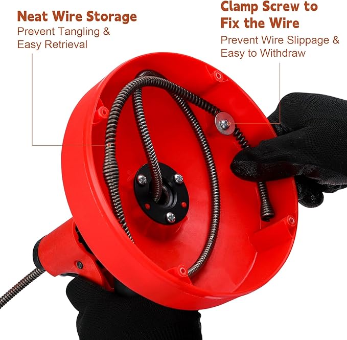 50 FT Double Mode Drain Snake Tools, 11-in-1 Drain Auger for Sink and Drain Unblocking, Plumbing Snake for Kitchen, Bathrom and Shower Sink, Snake for Real DYIs【Upgraded】