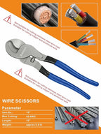 AMZCNC Hydraulic Cable Lug Crimper 8 US TON 12 AWG to 00 (2/0) Electrical Terminal Cable Wire Tool Kit with 9 Die (Crimping Tool and Copper wire scissors)