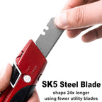 HAUTMEC High Safety Utility Knife, Self-retracting Box Cutter with Double Safety Mechanism - Automatic Blade Retraction After Cuts & Self-retraction by Release Push Button – HT0195
