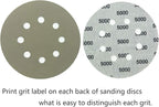 20pcs Sandpaper 8 Hole 5 inch Sanding Discs Hook and Loop 3000/4000/5000/7000/10000 Grits Wet Dry Sandpaper for Random Orbital Sander Automotive Metal Sanding Polishing
