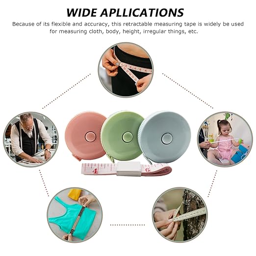 Mini Retractable Tape Measure(3 Packs) + Soft Fabric Sewing Ruler(1 Pieces), Flexible, Pocket Size, Dual Sided, 150CM Tailor Measuring Tapes for Body Measurement Weight Loss Cloth Knitting Craft