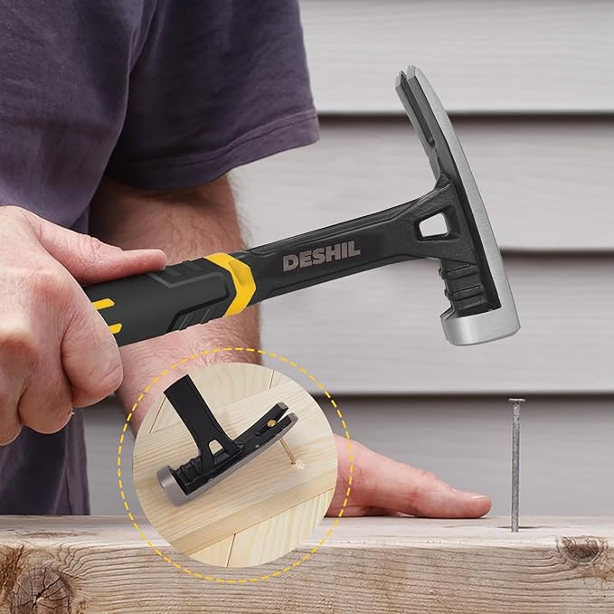 22 oz Straight Rip Claw with Fiberglass Handle, Drop Forged One Piece Claw Hammer, All Purpose Hammer, Smooth Face, Shock-Absorbing Grip