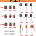 187-Piece Sanding Drum Kit for Drill & Drill Press – Includes 2inch Spindle Sander Sleeves (60/80/120/240 Grit), 4 Rubber Sanding Drums, 1/4-Inch Shank,Versatile Sander Accessory with Box