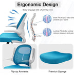 HYLONE Tall Drafting Chair Standing Desk Chair with Flip-Up Armrests, Adjustable Height Ergonomic Office Chair with Footrest Ring - High Stool Chair for Standing Desk (Blue)