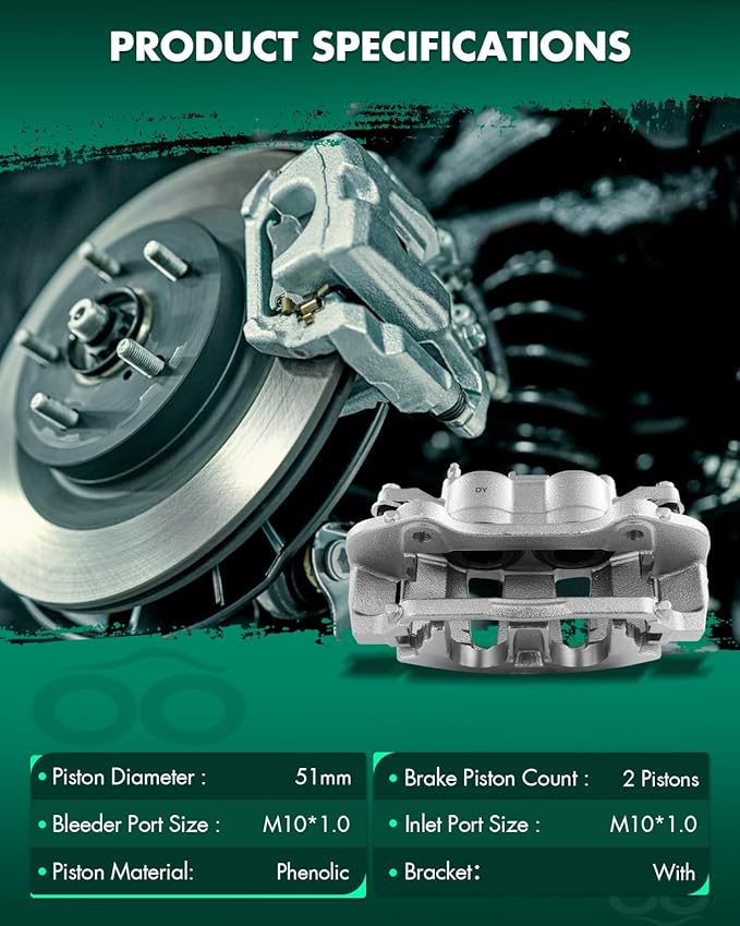 SCITOO 18B5402 Front Left Disc Brake Caliper Assembly w/Bracket For Chrysler For Pacifica/For Town & Country/For Voyager,For Dodge For Grand Caravan,For Ram For C/V,For Volkswagen For Routan