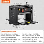VEVOR Thickness Planer, Two-Blade, 13" Width Worktable Benchtop Planer, 15-Amp 1800W Powerful Motor, 12" Extended Infeeding Table, Low Noise for both hard & soft wood material removal