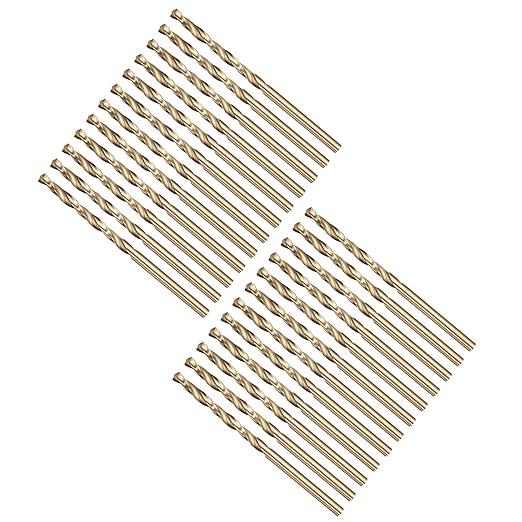 Drill Bit, 5/32" Cutting Diameter (3.969mm), 4241 HSS Black and Gold 118° Cutting Angle Versatile Jobber Bits - (Applications: for Drilling Plastic Wood Soft Thin Metal), 24-Pieces