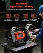 VEVOR Bench Grinder, 8-inch Single Speed Bench Grinder, 3450RPM High-Speed Table Grinders with 550W 4.5A Induction Motor, 36/60-Grit Grinding Wheel & Adjustable Eye Shield for Fast Sharpening Grinding