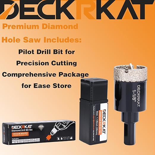 1-1/8 Inch Diamond Hole-Saw Bits with Pilot Drill Bit - 2pc 1-1/8" Diamond Tipped Tile Hole Saws with Guiding Bit Accurate Drilling for Porcelain Tile Ceramic Pottery Granite Stone Glass Bottles 28mm