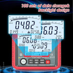 Megohmmeter, 250V-2500V Output Voltage Insulation Tester, 1MΩ-200GΩ Ohm Meter Multimeter, Grounding Tester with 100 Groups of Data Storage