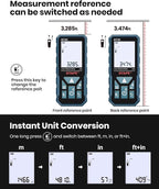 Laser Measure, DTAPE 330 Ft Digital Laser Distance Meter, Upgraded High-Accuracy Laser Measuring Tool, Electronic Tape Measure, 2" Backlit LCD Display, Area/Volume/Indirect Measurement, in/Ft/Ft+in/M