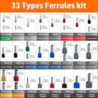 PEBA Ferrule Crimping Tool Kit, 33 Sizes Ferrules Terminal, Self-Adjusting Crimp Pliers for AWG 28-7 Wire Ferrules, Wire Strippers | Wire Crimper - Electrical Connector Pliers - Ratchet Crimp Tool Set