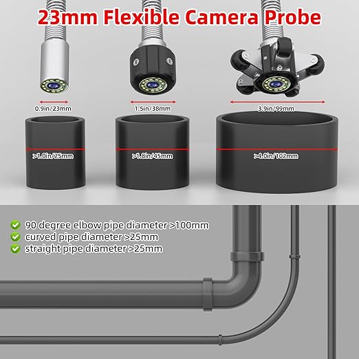 Sanyipace Sewer Camera 100FT with 512Hz Locator, Self-Leveling Drain Camera Pipe Inspection Cámara, Distance Counter, IP68 Waterproof, 9" HD Color Screen, Video Record up to 128GB