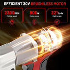 Cordless Sheet Metal Cutter for Mil-waukee 18V Battery, Electric Metal Shears with 360° Rotating Head, Torque 221 Ft-Lbs, Brushless Scissors for Stainless Steel, Metal, Iron（Battery Not Include)