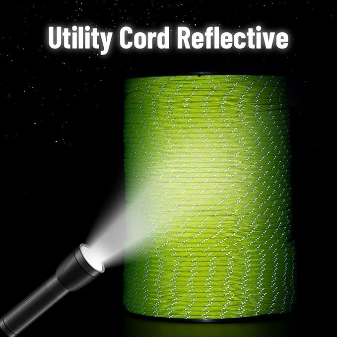 HERCULES Type III Paracord 550 Paracord Rope Parachute Cord, 250' Reflective for Camping Cord, Survival Rope