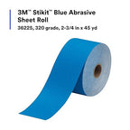 3M Stikit Blue Abrasive Sheet Roll, 36225, No Hole, 2-3/4 in x 45 yd, 320+ Grade, Automotive Sanding Roll Sandpaper for Coating Removal, Body Repair, Auto Sanding