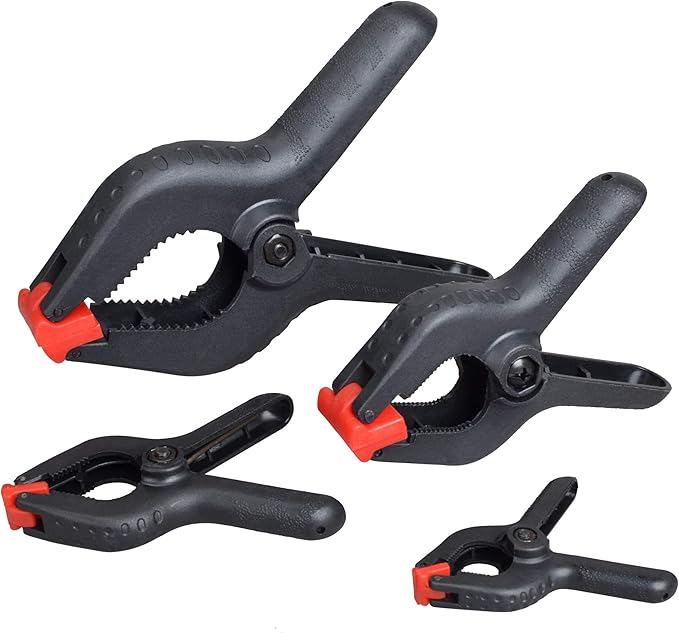 FASTPRO 20-PACK 4-Size Nylon Plastic Spring Clamps with String Bag Organizer, Included 6-1/2in., 4-1/2in., 3-1/2in.and 2-1/2in.