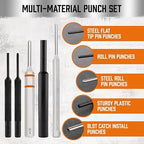 HORUSDY 23-Piece Punch Set Roll Pin Punch Set and Hammer with Bench Block, Punch Tool Ideal for Maintenance