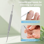 4pc Stainless Steel Nail File & Cuticle Pusher Set – Four-Sided Emery Nail File for Thick Nails, Durable Metal Manicure & Pedicure Tool, Portable Home & Travel Grooming Kit(7.08IN)