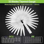 Spurtar Feeler Gauge Set Stainless Steel, 32 Blades Tapered and 16 Blades Offset Filler Gauge Set, Dual Marked SAE and Metric Feeler Guages for Spark Plug, Valve, Piston, Guitar